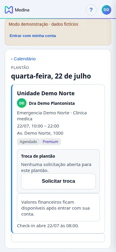 Detalhe do plantão